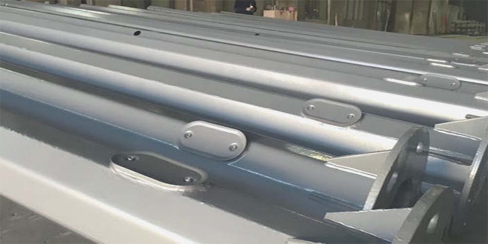 Roadway lighting pole municipal outdoor installation scene Roadway lighting pole municipal outdoor installation scene