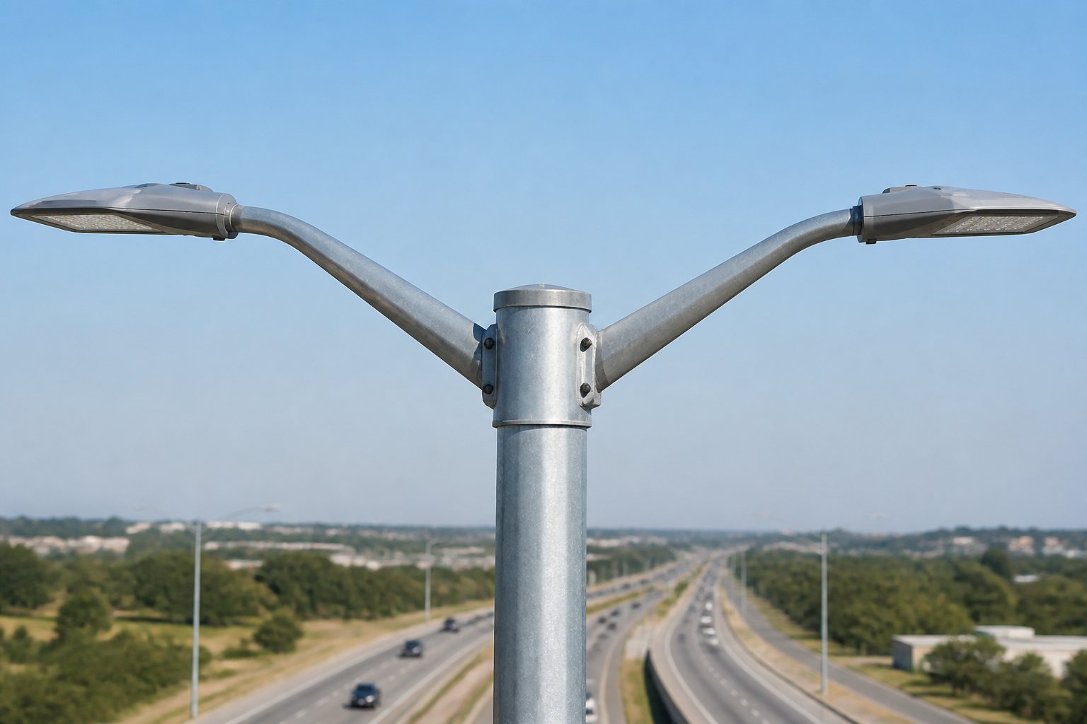 10m Hot-Dip Galvanized Double Arm Street Light Pole