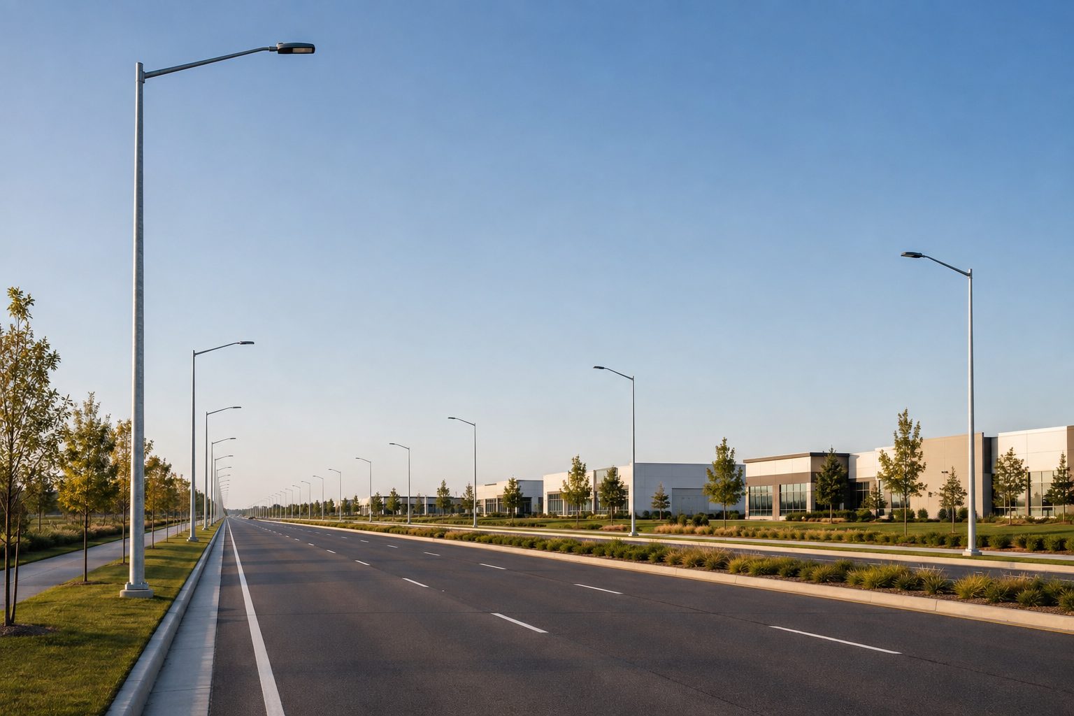 10m Hot-Dip Galvanized Single Arm Street Light Pole