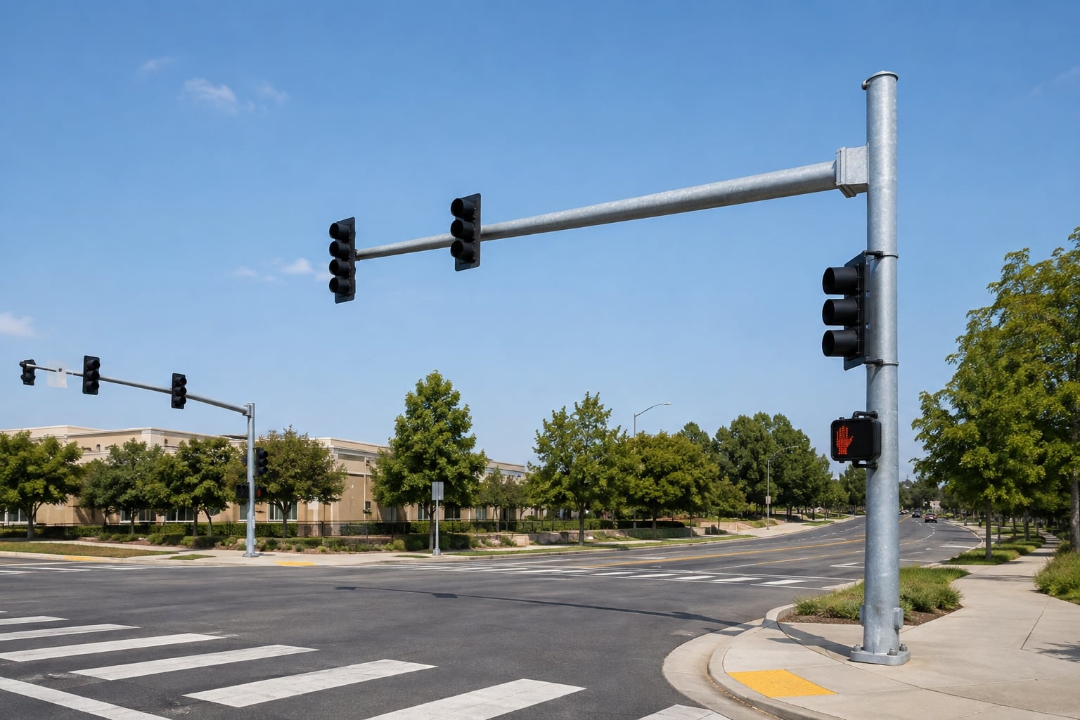 Standard Galvanized Traffic Signal Pole