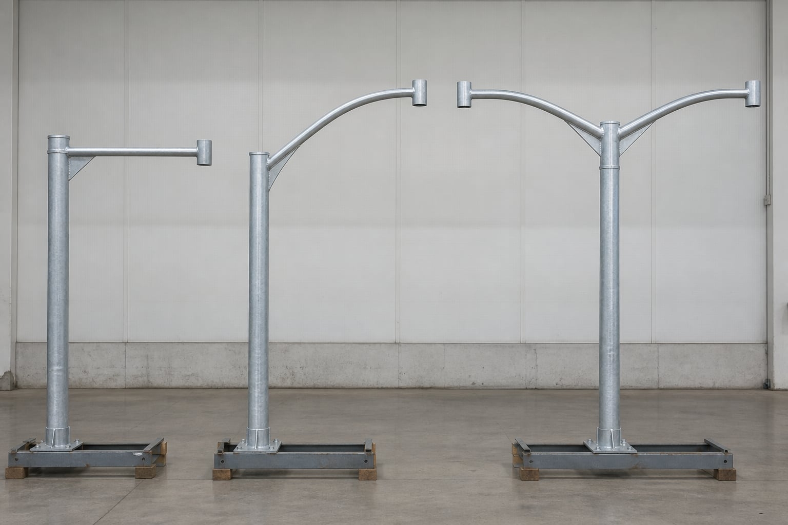 Comparison of single-arm and double-arm street light pole configurations