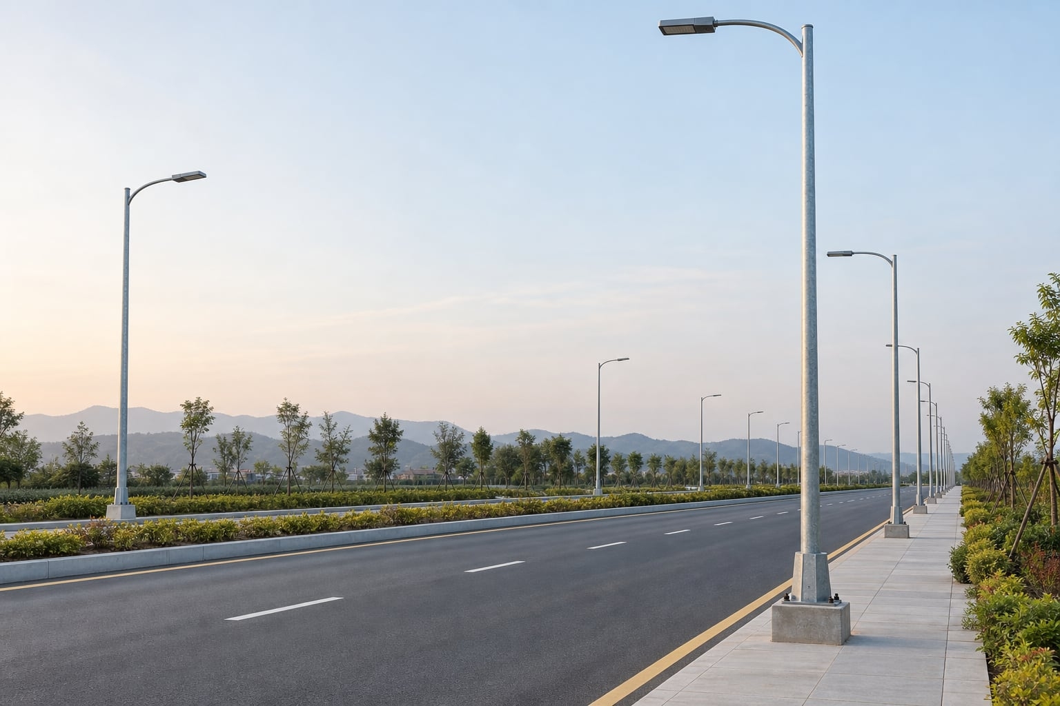 Flanged Base Galvanized Steel Light Pole for Road and Area Lighting