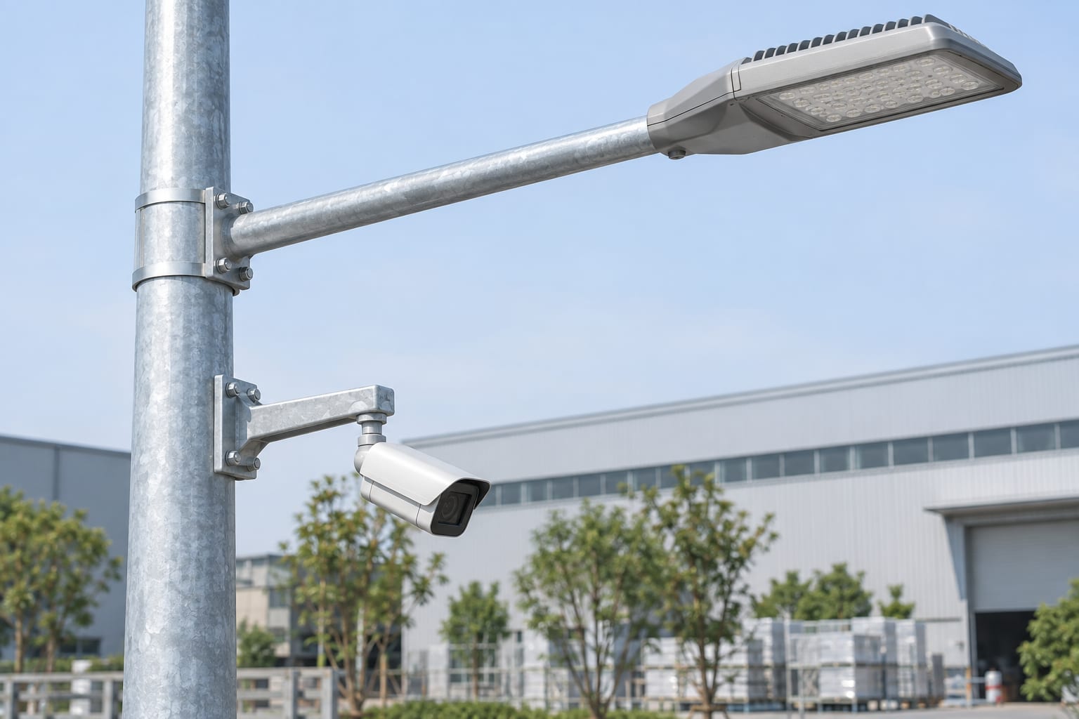 Camera and luminaire bracket details with visible mechanical connections